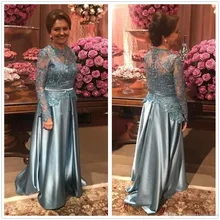 

Elegant Long Sleeves vestidos A Line Lace Applique Beaded Formal Evening Dress Party prom gown mother of the bride dresses 2019