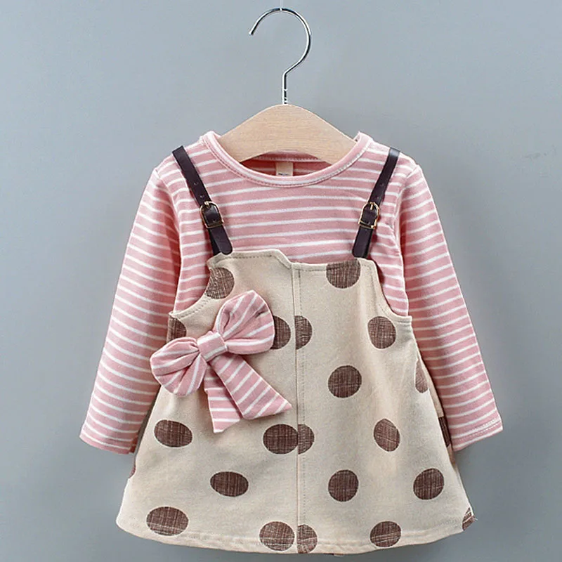 Коллекция года, корейское платье в горошек для маленьких девочек vestido Infantil/платье-пачка принцессы с длинными рукавами и бантом для вечеринки и свадьбы на весну и осень