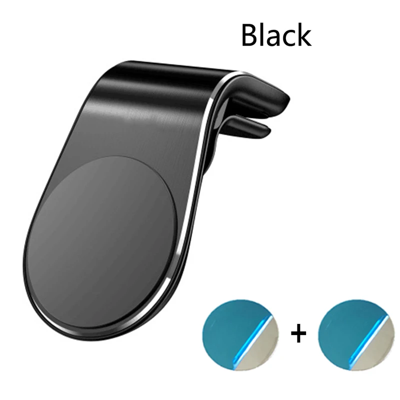 Универсальный магнитный автомобильный держатель для телефона для iPhone X, samsung, держатель на вентиляционное отверстие, 360 градусов, l-образный держатель для телефона - Цвет: A-Black