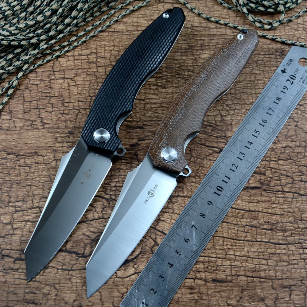 Складной нож TWOSUN Flipper быстрооткрывающийся Карманный клинок из сатина рукоятка G10