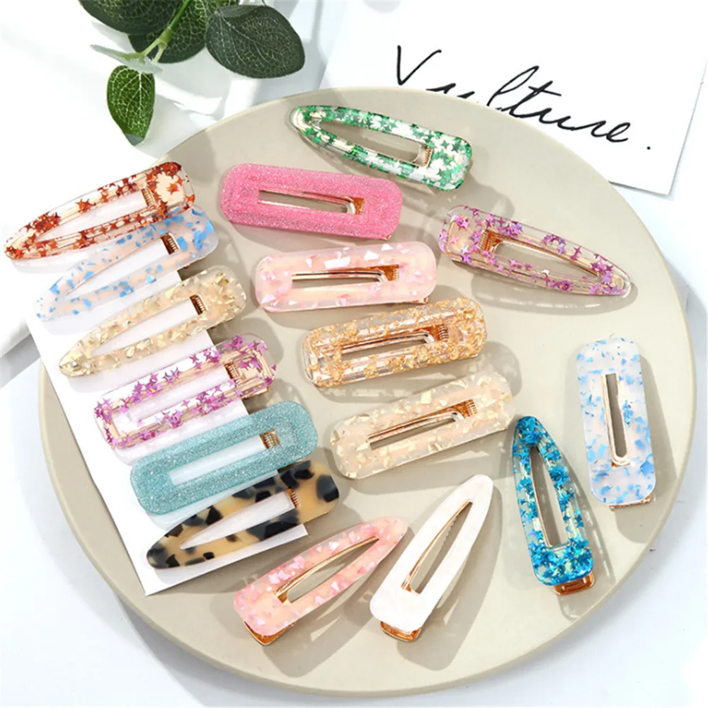 

Fashion Women Girls Hair Clips Foil Sequins Acrylic Hairpins Barrettes Sweet Headwear Hair Accessories Headband Hair Ornament