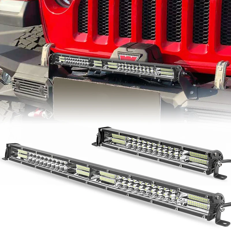 Barra de luz LED ultradelgada, 10 pulgadas, 20 pulgadas, doble fila, Combo de haz de luces de trabajo, lámparas de conducción para Jeep, todoterreno, 4x4, 12V, 24V