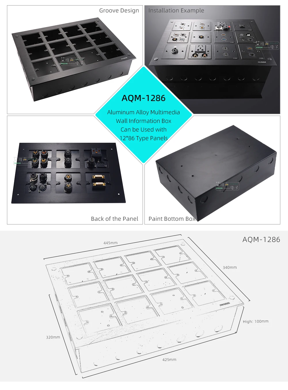 Multifunktionale Bodensteckdose D-Typ XLR Strom- und AV-Schnittstellenpanel für Bühne und Konferenzraum, Anpassbar – Detail 16