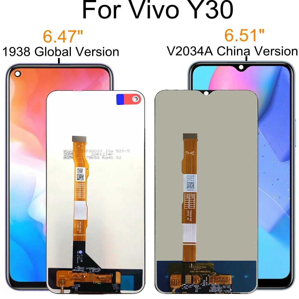 

For Vivo 1938 Y30 Global LCD Display Touch Screen Assembly Replacement For Vivo Y30 V2034A LCD Display