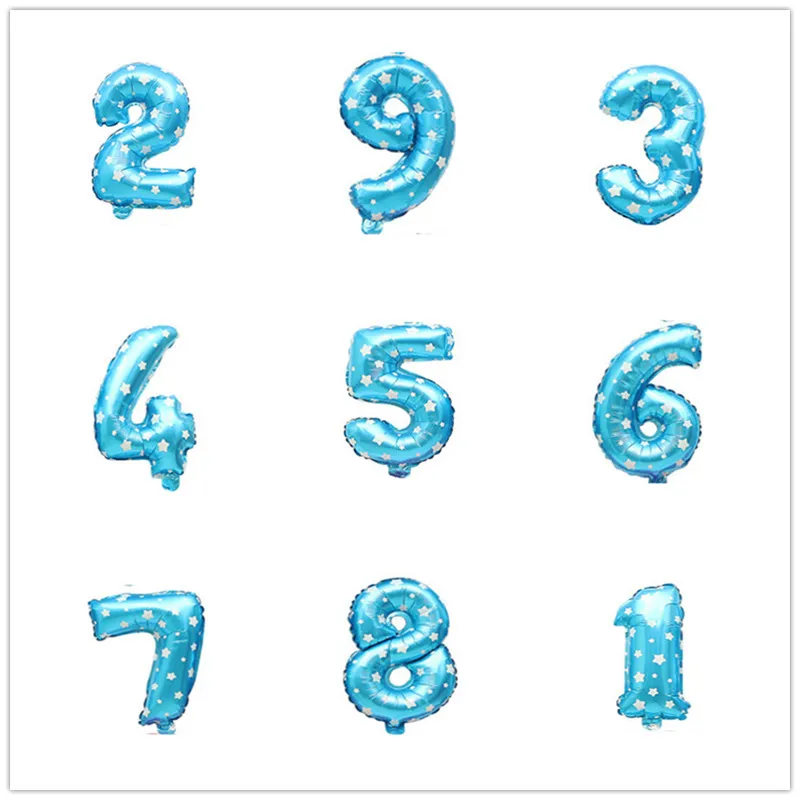 1 pcs Pink and Blue cartoon Rainbow Color Number Foil Balloons Birthday Wedding Party Decoration Digital Balloon | Дом и сад