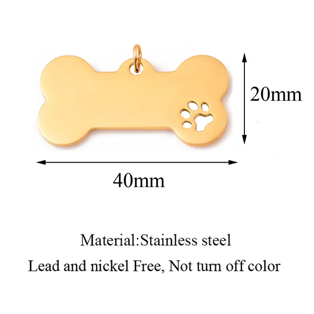 5Pcs/Lot Custom New Stainless Steel Dog Bone Hollow Pet Paw Tag Puppy Pendant Charm Accessories Jewelry Findings Wholesales 6