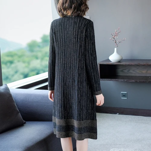 Осеннее новое трикотажное женское платье vestido de festa с круглым вырезом модное платье средней длины украинское офисное женское тонкое платье Vestidos