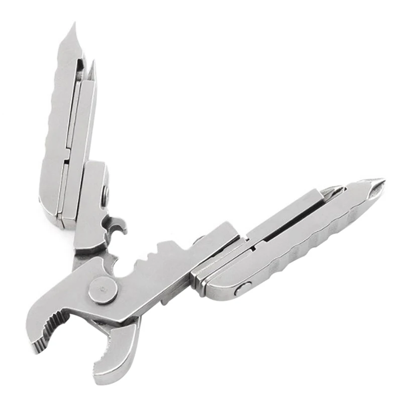 

15-in-1 Multi-Tool Folding Flat Cross Head Screwdriver Pliers SIM Card Opener Bottle Opener Ruler EDC Key Chain Tool for Camping