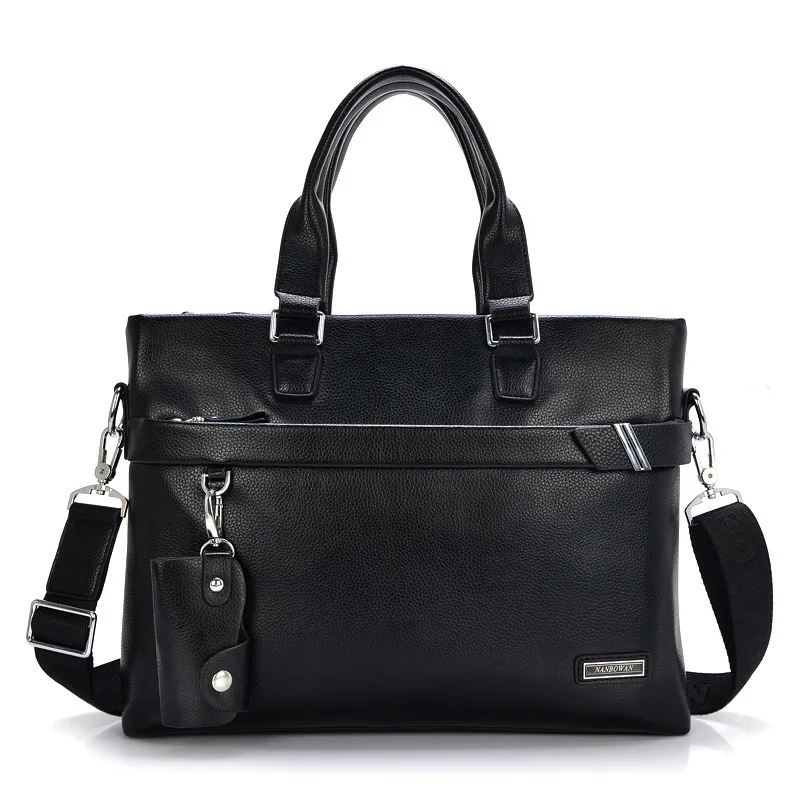 

New Style Top Grade Genuine Leather MEN'S Computer Bag Men's Bag Brand Men's Bag with Keychain Shoulder Bag