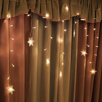 

LED Strip Snowflake Fairy Light Curtain String EU Plug Lamp Waterproof Outdoor Lighting Home Festival Party Decoration