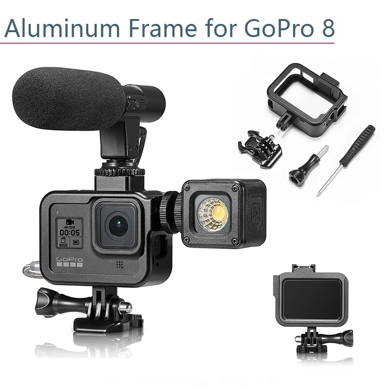 Защитный чехол для Gopro Hero 8 из алюминиевого сплава, защитная рамка, аксессуары для экшн-камеры с базовым винтом
