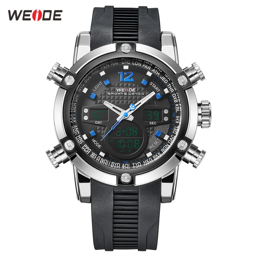 WEIDE Men Watch Relogio Masculino Watch Date Alarm Back Light Time Zone Quartz Relojes Men Digital Wrist LCD Men Reloj Men Watch