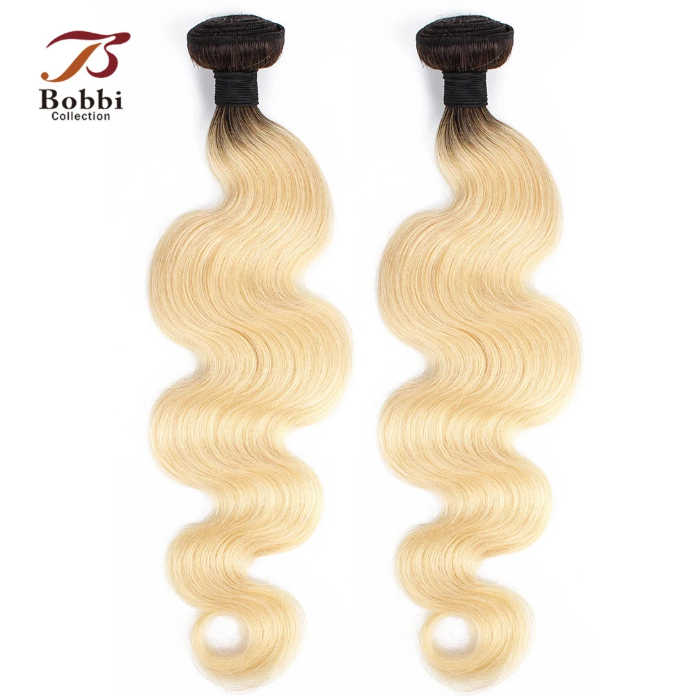 

Bobbi Collection T 1B 613 Dark Root Platinum Blonde Hair Bundles Indian Body Wave 10-28 inch Non-Remy Human Hair Weave Extension