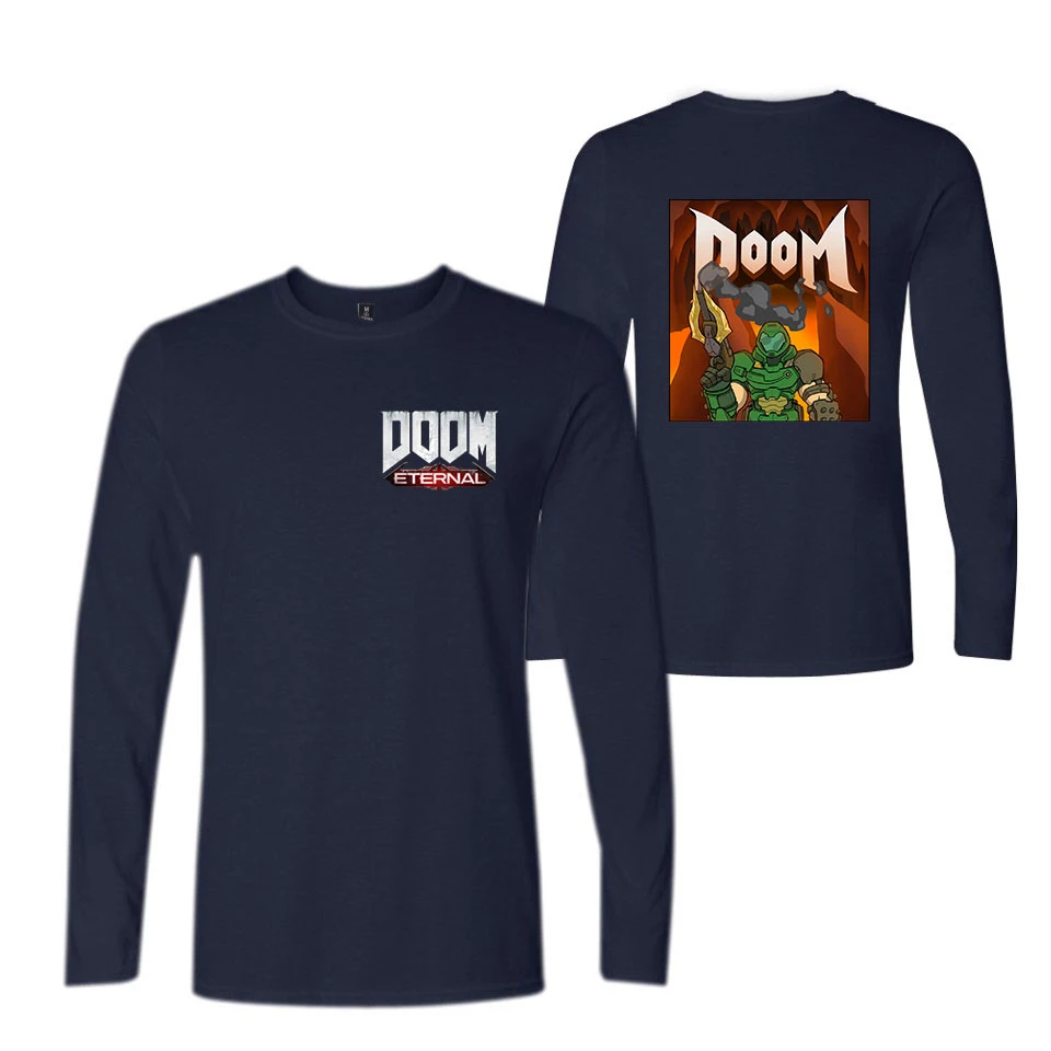 Doom Eternal Мужская/женская футболка с высоким воротом Harajuku Высококачественная брендовая Повседневная футболка с длинными рукавами Фитнес Мужская футболка одежда