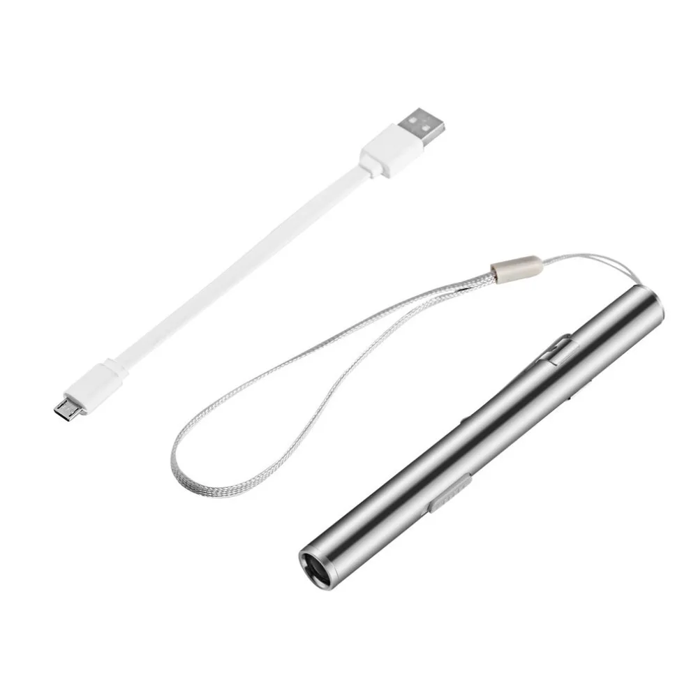 

Energy-saving Medical Handy Portable Pen Shaped USB Rechargeable Mini Flashlight LED Torch with Stainless Steel Cli
