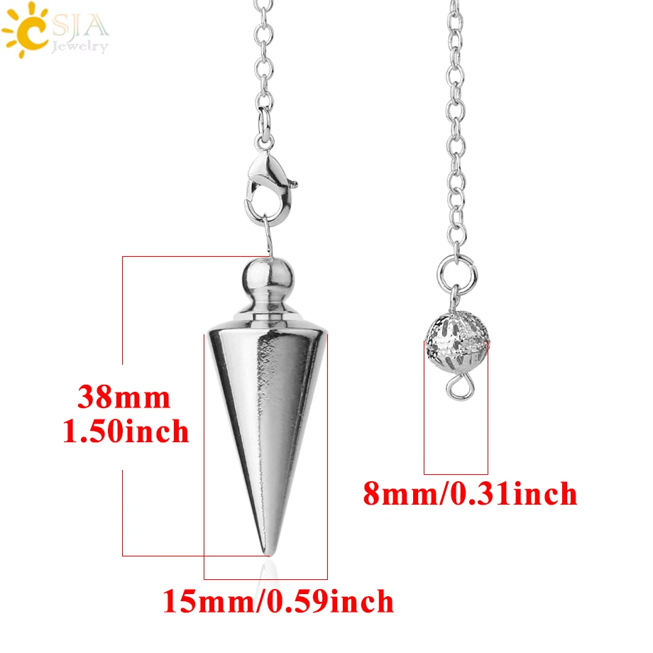 CSJA Cone Metal Pendulum for Wicca Antique Copper Gold-color Spiritual Pendulo Radiestesia Healing Pendule Hot Sale Jewelry G336 - Image 6