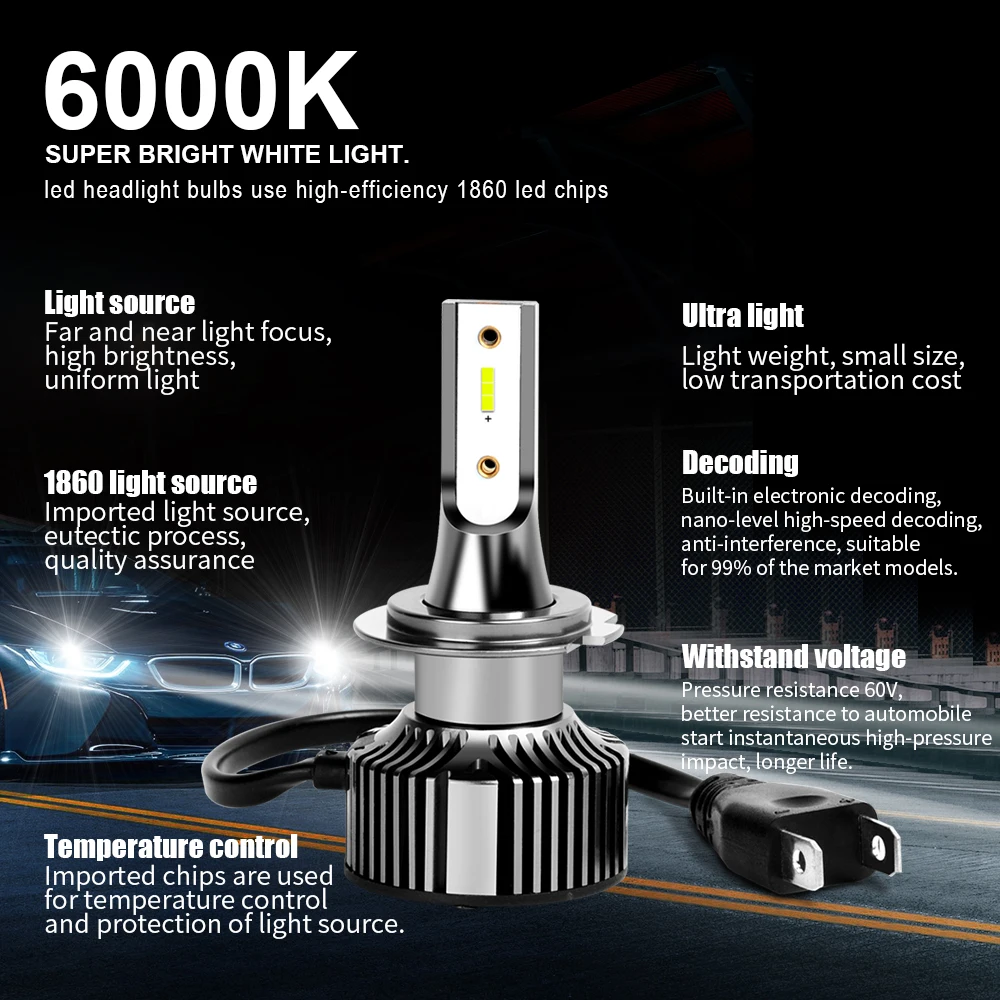 Zdint H4 светодиодный H7 H1 H11 9006 9007 фары для автомобиля Runing фары Canbus декодирование анти-помех 6000K 12V авто мотоцикл лампа