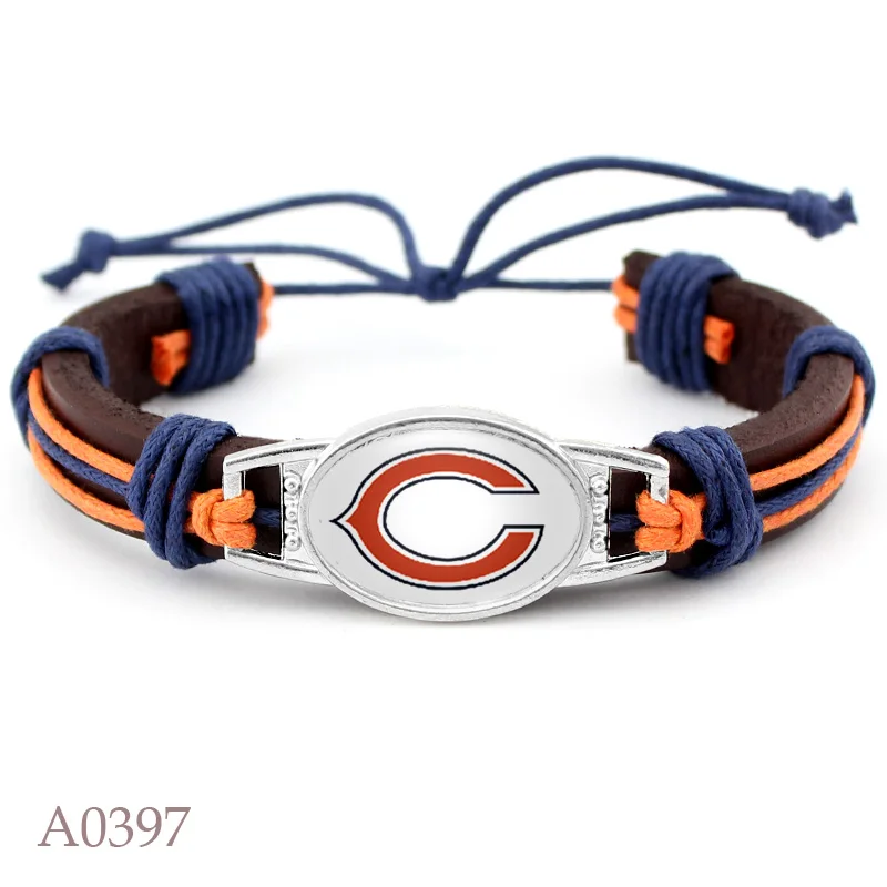 

Customizable 18*25MM Glass Football Sports Chicago Charm Genuine Adjustable Size Bracelets & Bangles For Fans