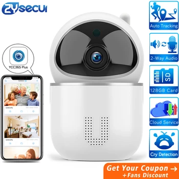 

1536P Auto Tracking Surveillance Camera Wifi YCC365 Cloud SD Card Home Security Wireless Network CCTV IP Camera PTZ With RJ45
