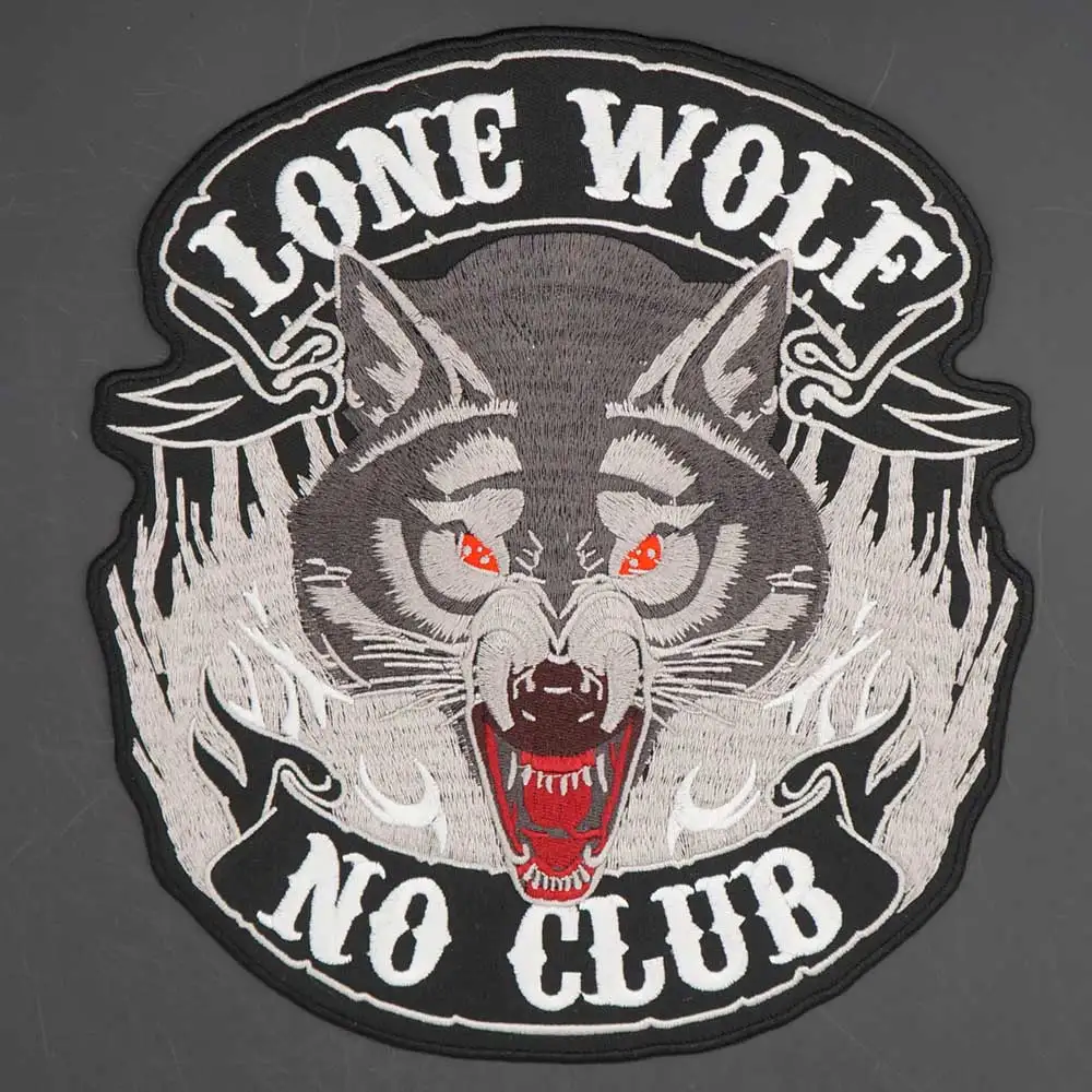 Details about   Backpatche Patch Lone Wolf No Club Large Badge Patch Dorsal Dos Big Size