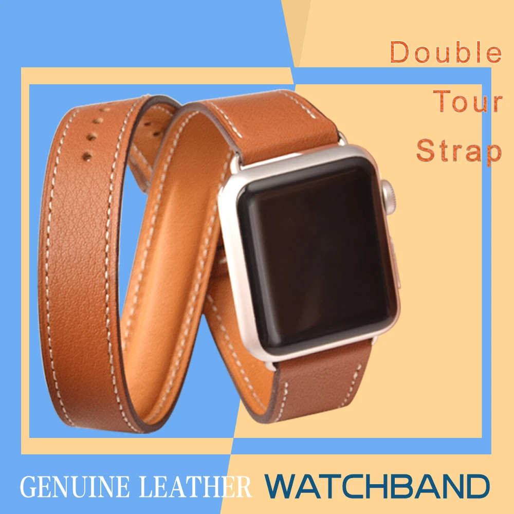 Kebitt из натуральной кожи с двойным ремешком для apple watch series 6 se 5 4 3 2 1 iwatch band 38 40 мм 42 44