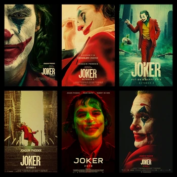 

Buy three to send one Joaquin Phoenix Joker DC movie poster retro kraft paper cafe decorated with posters