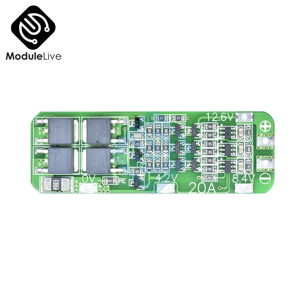 3S 20A литий-ионная литиевая батарея 18650 зарядное устройство PCB плата защиты BMS для сверлильного мотора 12,6 в Lipo ячеечный модуль 64x20x3,4 мм