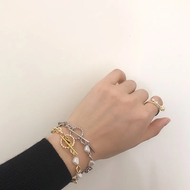 Новинка, браслеты из пресноводного жемчуга в стиле барокко, Необычные золотые металлические звенья, браслеты на цепочке для женщин и девушек, летние украшения для вечеринки