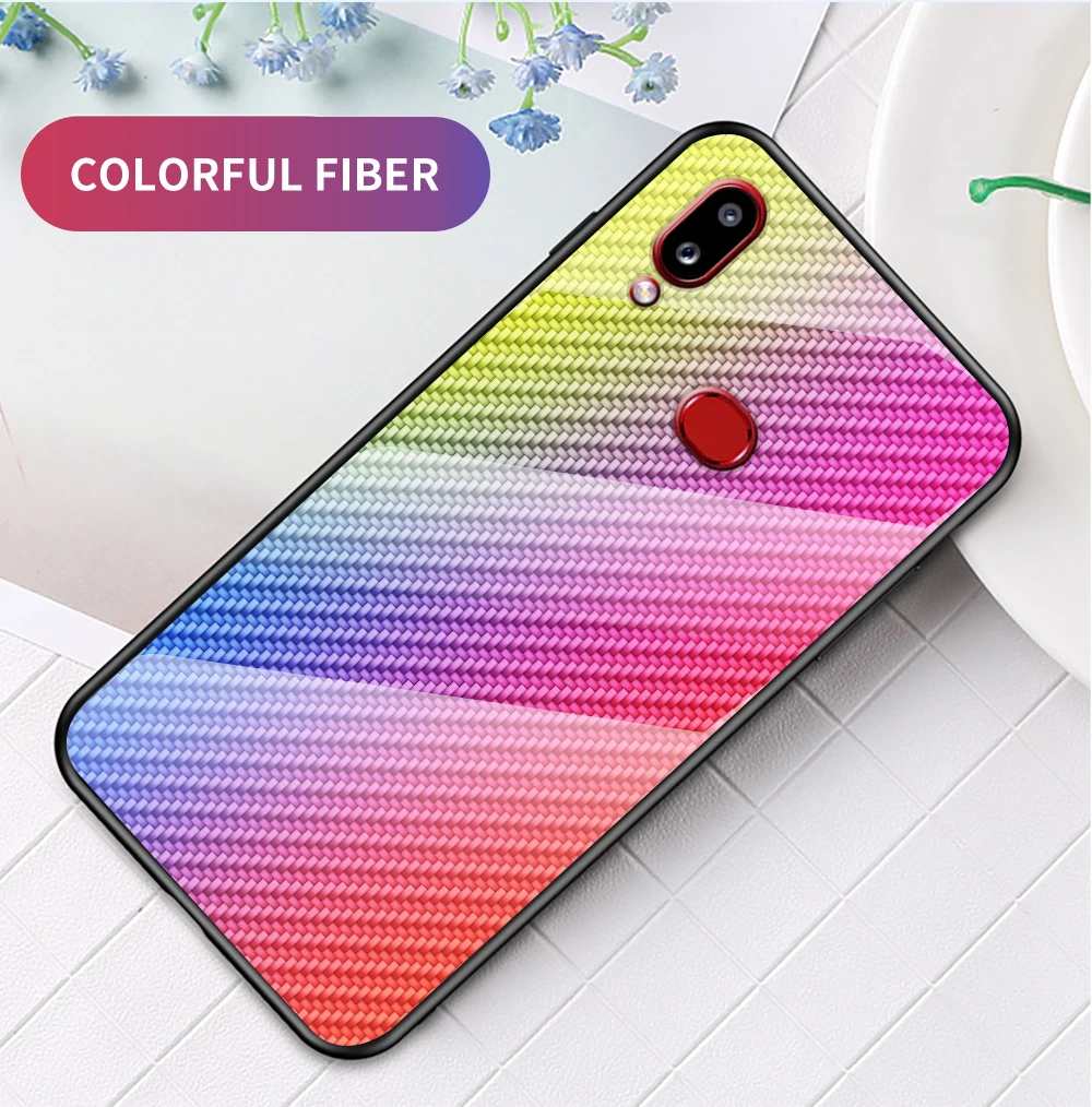 Для samsung Galaxy A10S SM-A107F SM-A107FD углеродное волокно текстура стекло гибридный мягкий силиконовый чехол для samsung A 10S чехол для телефона