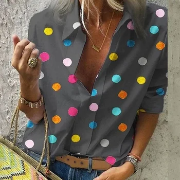 

2019 New Women Blouse Tops Women Work Office Dot Print Blouse Shirt Casual Long Sleeve Shirt Blouses femmes mode Blusas