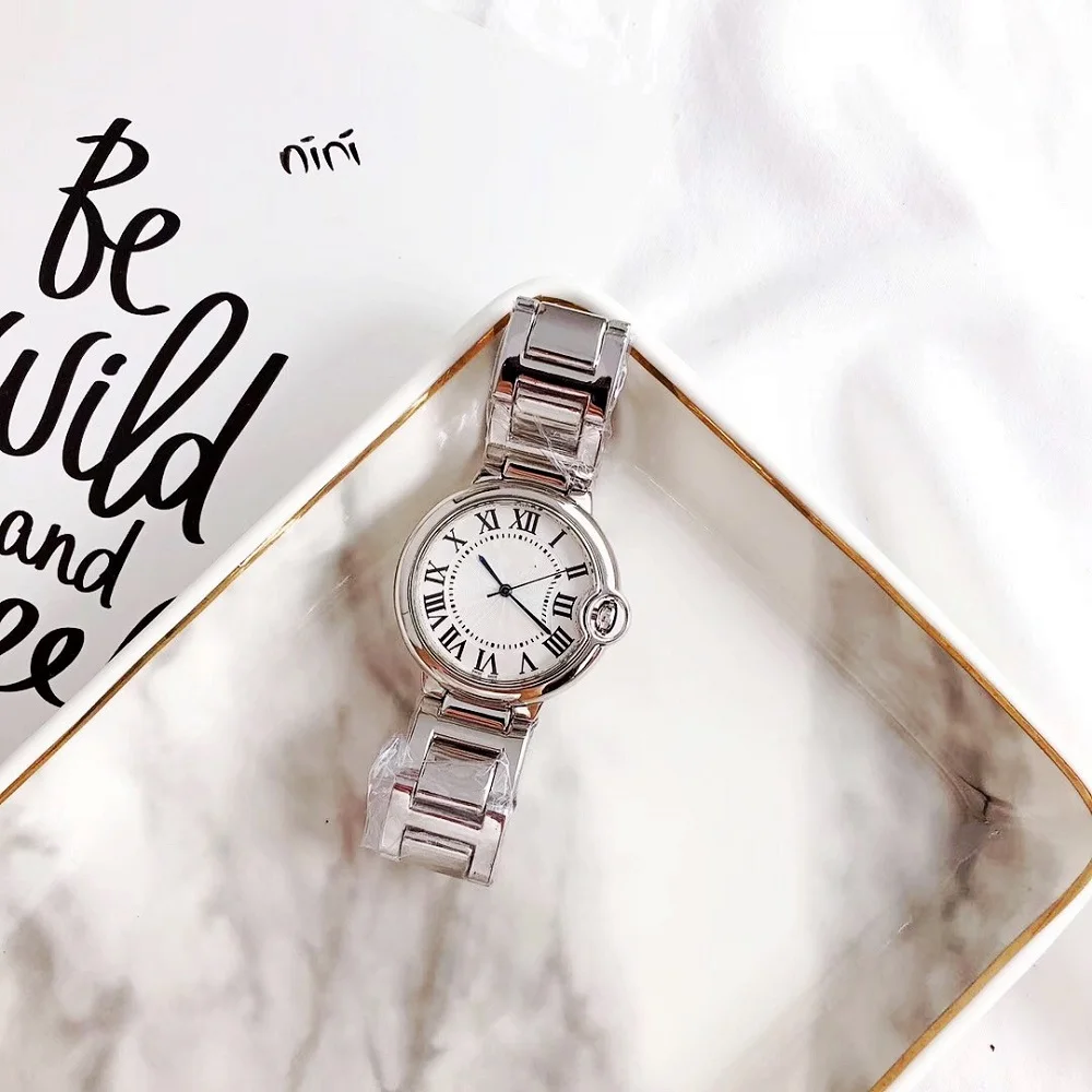 

GCWatch Blue ball lady women box strap quartz steel nenuine water silvery set steel diamond bracelet waterpoof like MK Guces BL