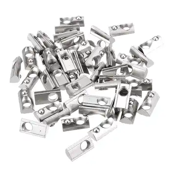 

50pcs Carbon Steel 40 Series T Slot Elastic Nut Round Roll Spring Nut for 40 Series Aluminum Profile