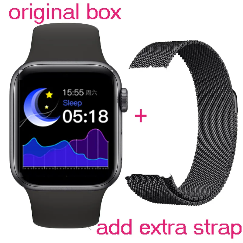 black T200 часы серии 5 Bluetooth Смарт часы PPG Smartwatch для Apple IOS Android телефон сердечного ритма Smartwatch VS IWO 11 W55 B57 B58 - Цвет: black