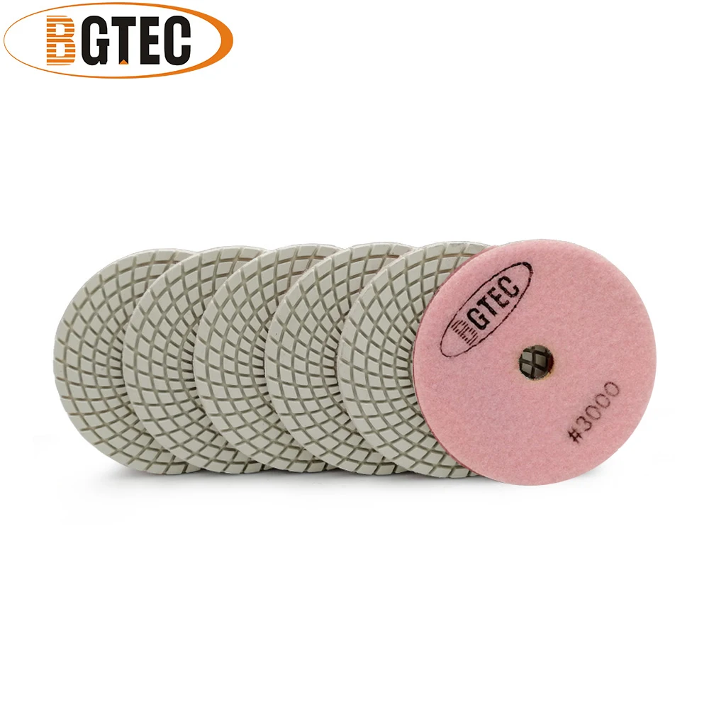 

BGTEC 4inch 6pcs #1500 Professional wet diamond flexible polishing pads 100mm granite, marble, ceramic sanding disc