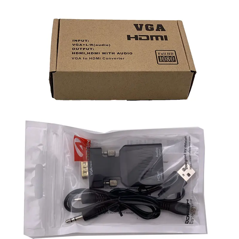 Адаптер VGA HDMI конвертер папа мама с аудио адаптером питания Поддержка 1080P сигнала