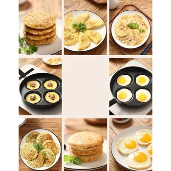 

NHBR-Frying Pan Frying PaFour-Hole Omelet Pan for Eggs Ham Maker Frying Pans Creative Non-Stick No Oil-Smoke Breakfast Grill Pan