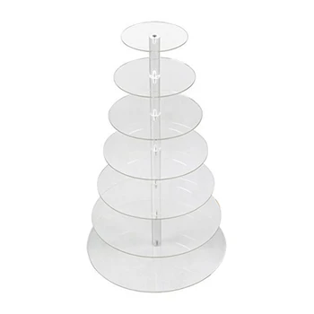 

Transparent Detachable 7 Tier Circle Acrylic Cupcake Party Wedding Cake Stand