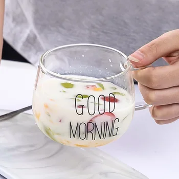 

F165 Thickening Transparent High Borosilicate Flower Receptacle Bring Hold Breakfast Milk Cup Can Microwave Heating Transparent