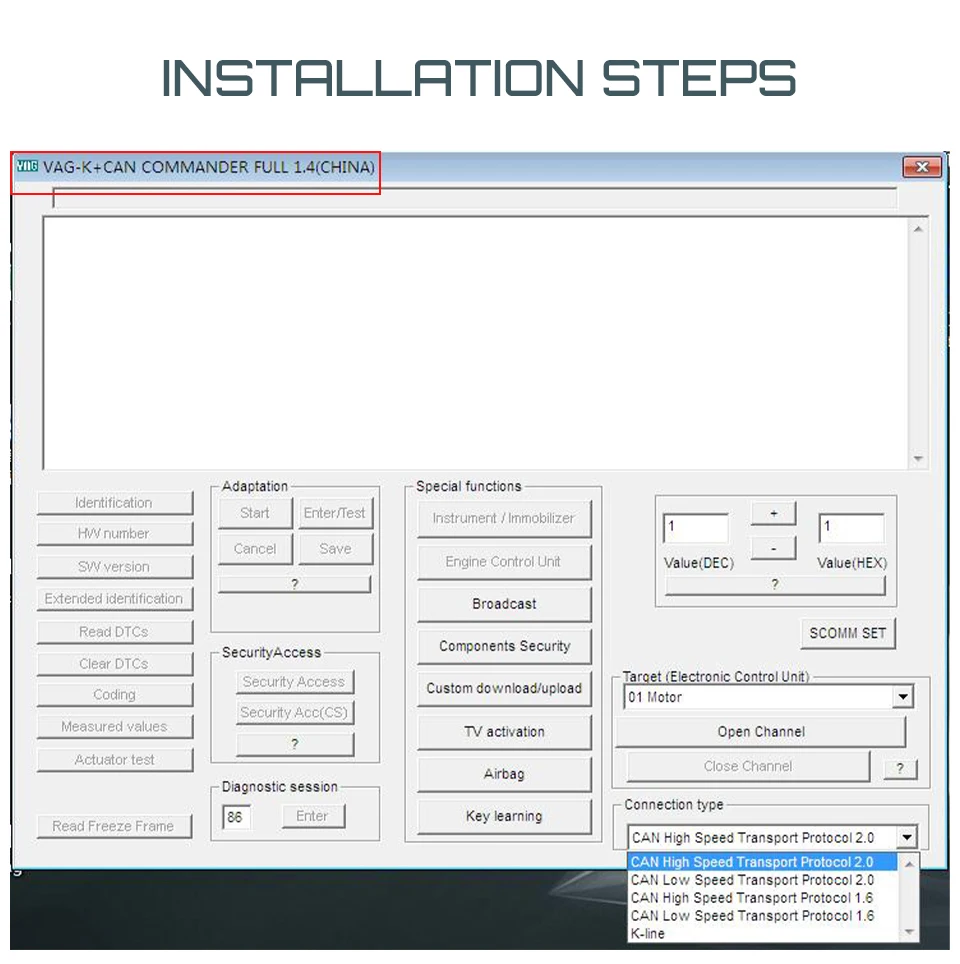 Автомобильный диагностический кабель OBD2 для VAG K + CAN Commander 1 4 с FTDI FT232RL PIC18F25K80 сканер