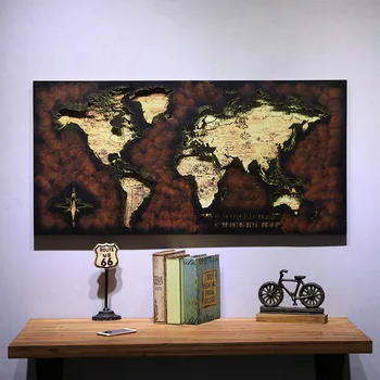 

Retro 3D Hollowed Out World Map Wall Hanging Black Iron Wall Decoration Industrial Wind Metal Technology Room Decor Aesthetic