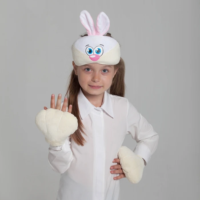 Карнавальный костюм &quotЗайчик&quot 2 предмета: шапка-маска лапы |