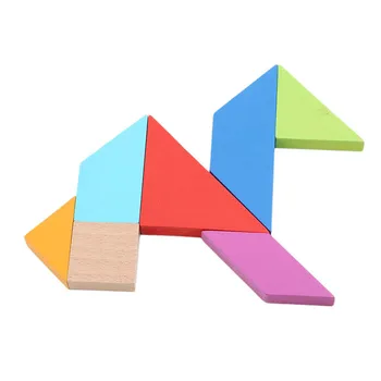 

7 Piece Colorful Wooden Tangram Square Puzzle Kids IQ Game Brain Teaser Intelligent Educational Toy For Children Gift