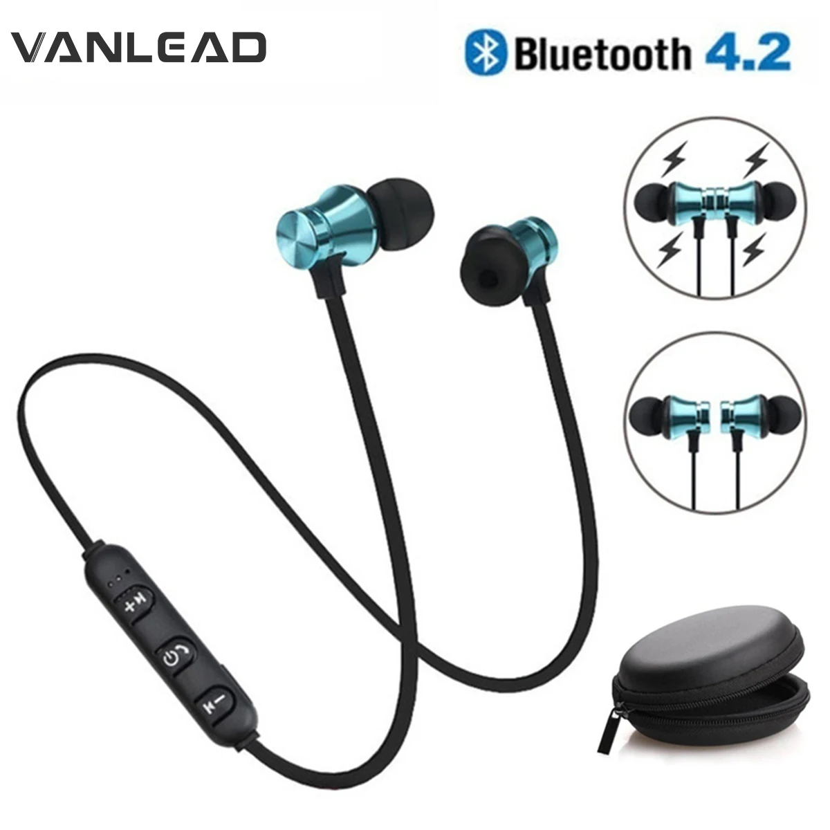 

Magnetic Wireless Bluetooth Earphone In-Ear With Mic Sports Waterproof Music Earplugs Gift Headset For IPhone 6s Plus Samsung 8