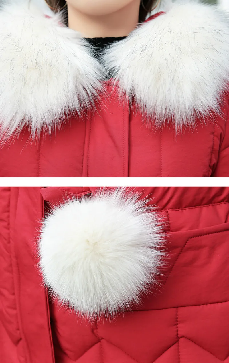 Plus size winter coat women padded cotton hooded women long jacket outwear slim white warm vintage female parka new 2019 DR1195 (5)