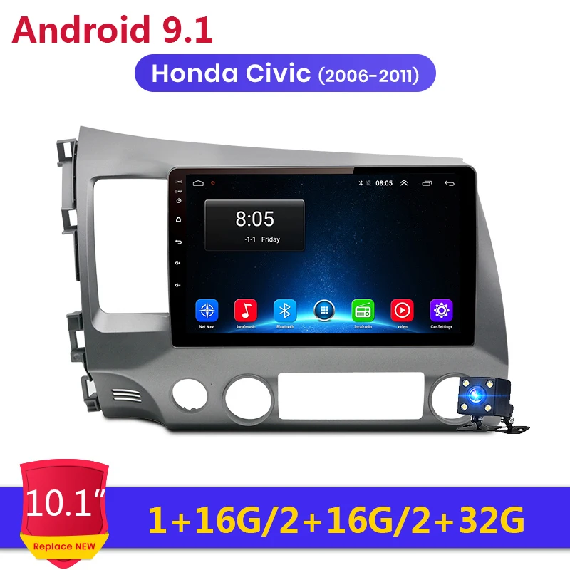 

Android 9.1 10.1" 2Din Car Radio Head Unit WiFi Stereo Autoradio GPS 2 Din Multimedia Player for 2006 2007 2008-2011 Honda Civic