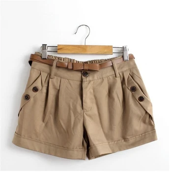 

Summer spring Shorts Women's Fashion Polyester Casual Solid Skinny Zipper Fly High Waist Hot Shorts