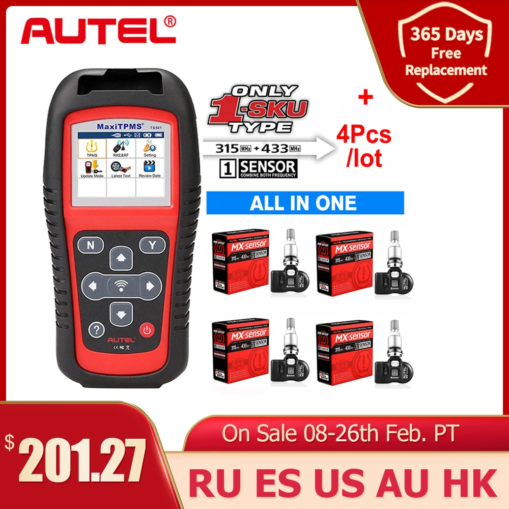 - Autel TPMS Sensor MXSensor 2 In 1 Tire Repair Tools TPMS Sensor Support Programing With TS501 TS508 Equal 433 MHZ315MHZ