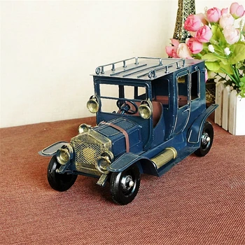 

Vintage Red Blue Vehicle Car Home Decoration Craft Gift Retro Tinplate Iron Office Decor Classic Model Handmade