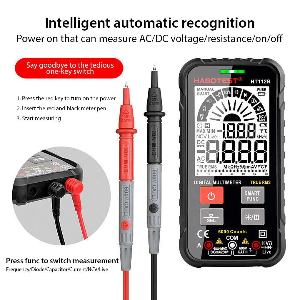 New 9999 Counts Digital Multimeter Smart Auto Range 1000V Tester Meter Ohm Hz Capacitance REL True RMS AC DC DMM Multitester | Инструменты