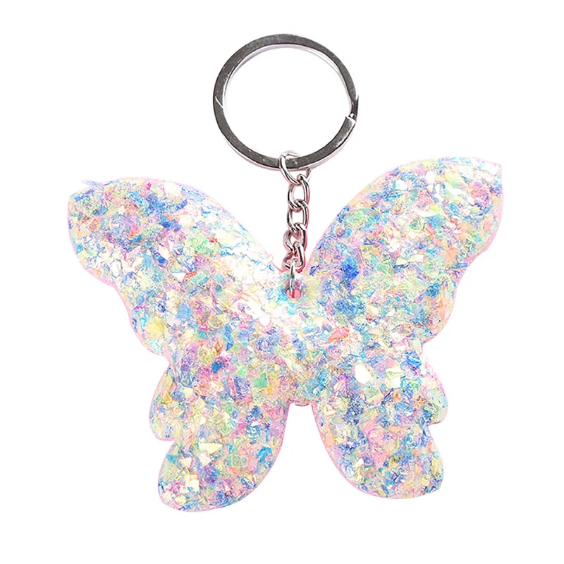 

Sequins Butterfly Pendant Keyring Keychain For Women Jewelry Key Chain Bag Accessories